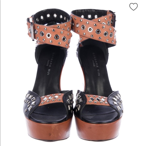 Barbara Bui Shoes - BARBARA BUI Embellished Leather Wedges